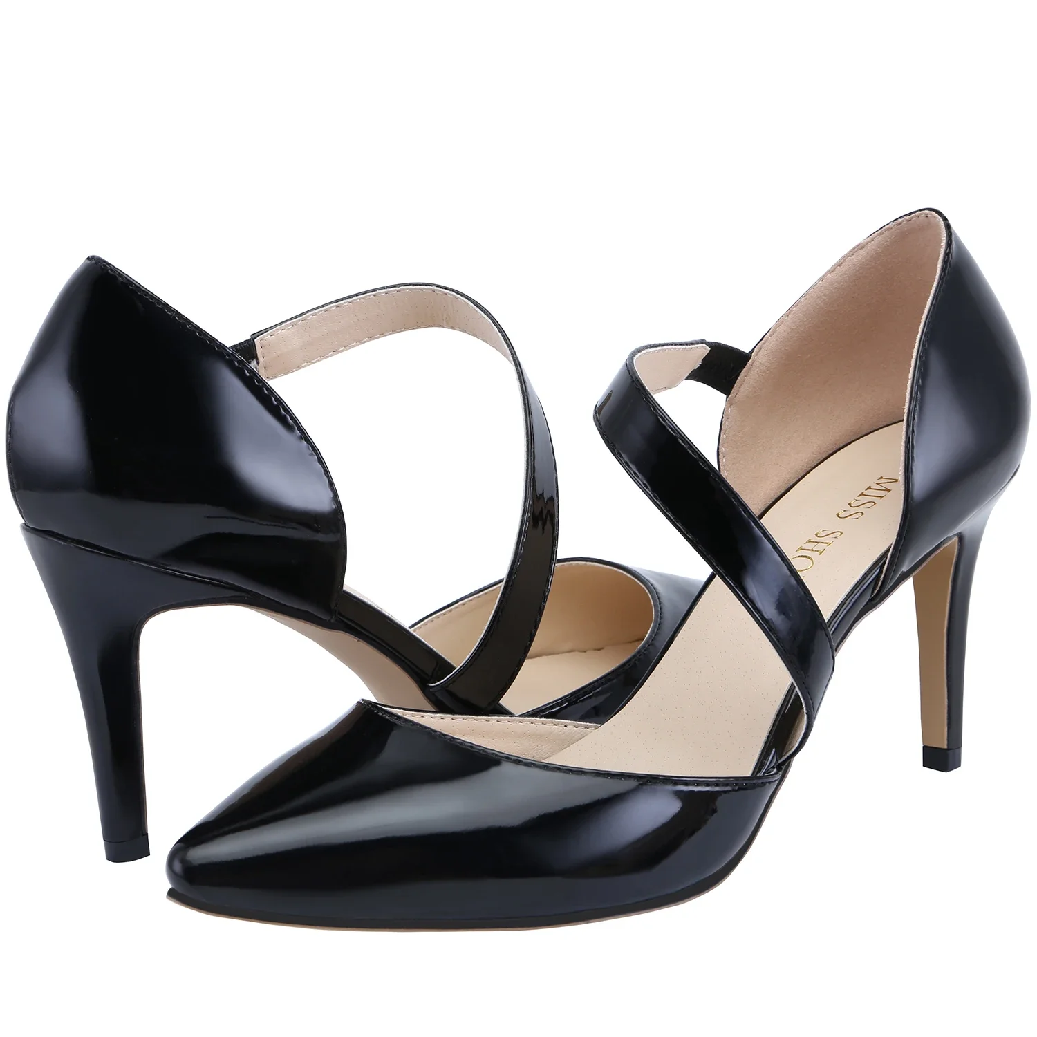 Women Pumps Stilettos Fashion 9CM Sexy Slip-on High Heels Pointed Toes Thin Heel Black Office Classic Party Dress Wedding Shoes