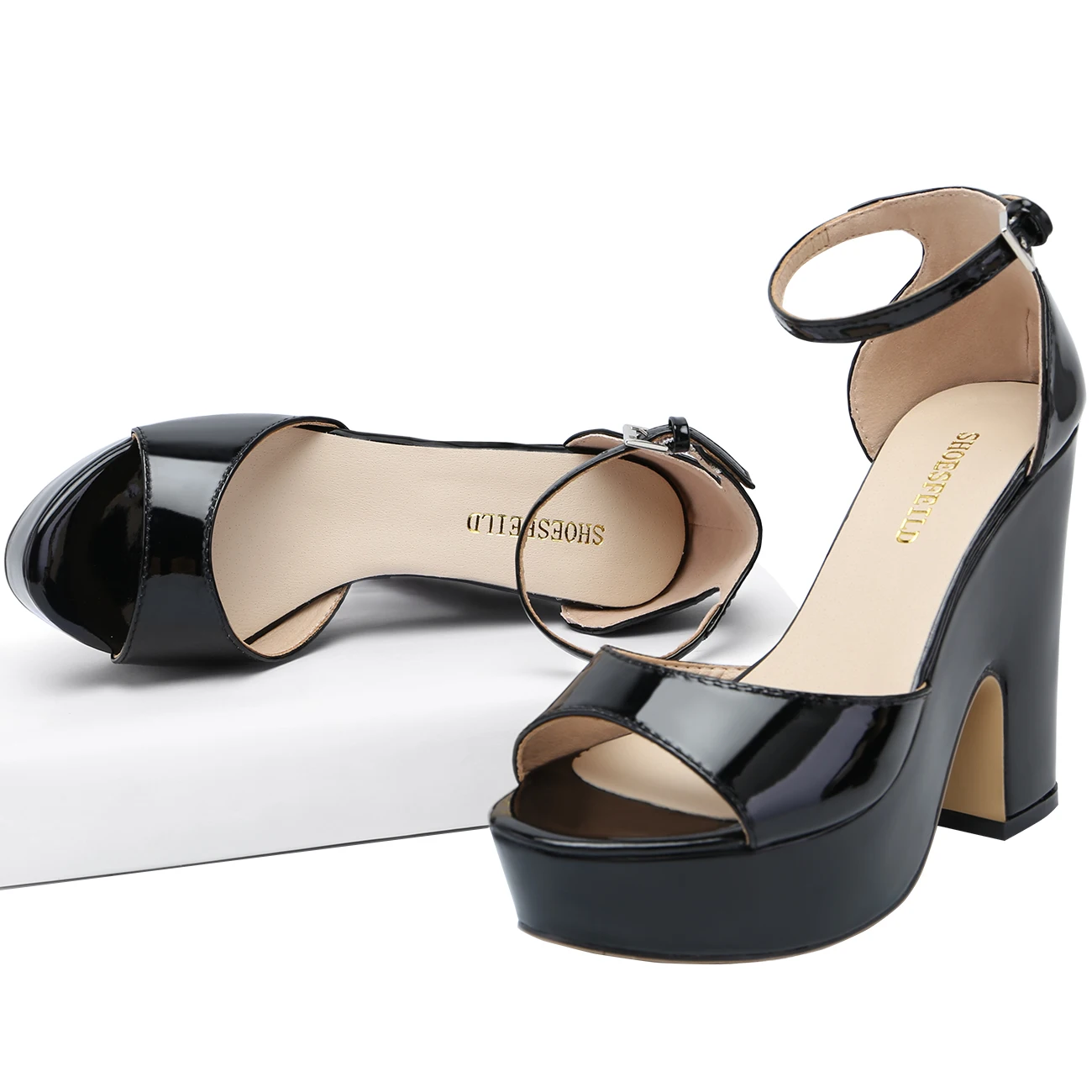 Women Platform Sandals 2026 Summer Sexy Peep Toe Buckle Strap Sandal Square Thick High Heels Black Party Dress Red Wedding Shoes