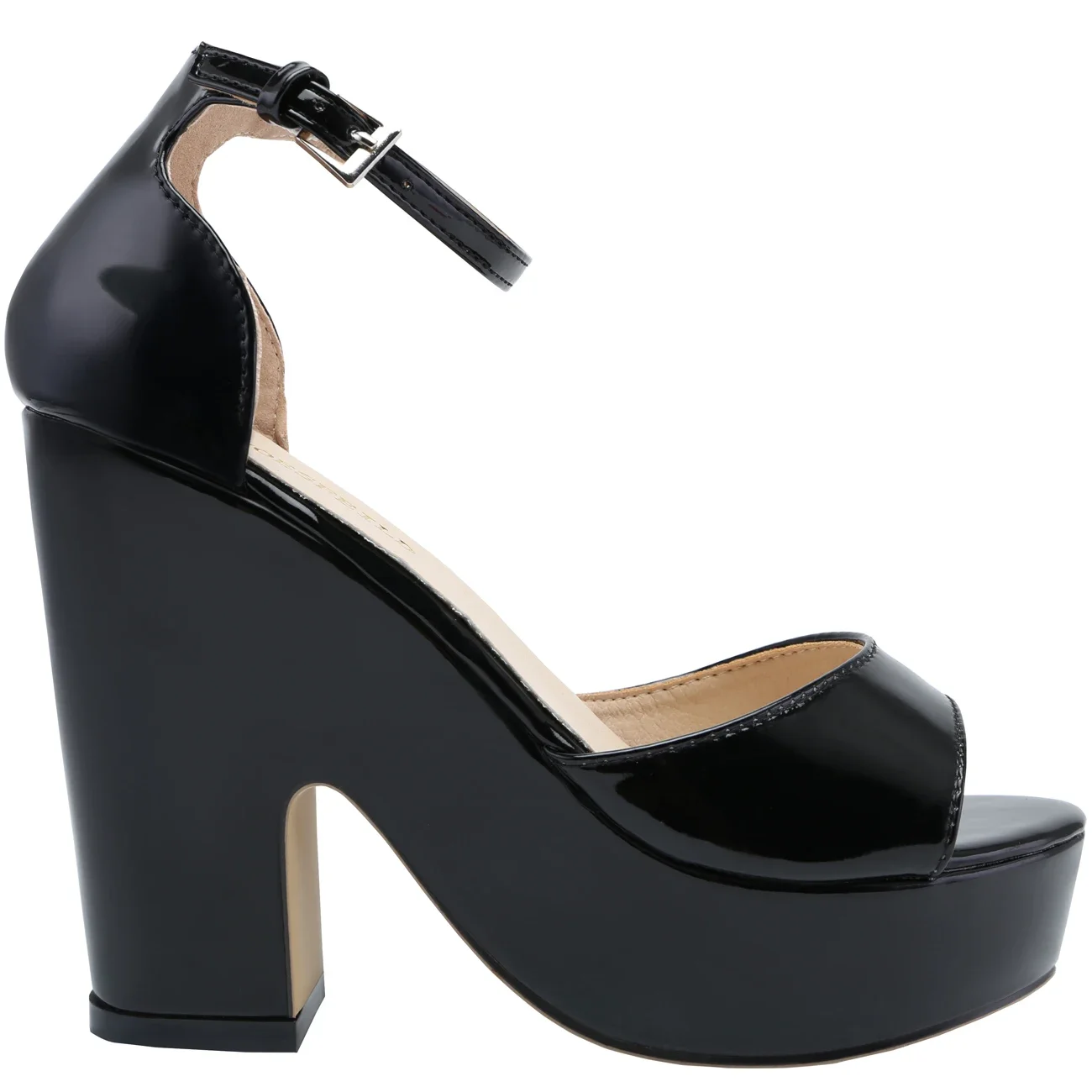 Women Platform Sandals 2026 Summer Sexy Peep Toe Buckle Strap Sandal Square Thick High Heels Black Party Dress Red Wedding Shoes