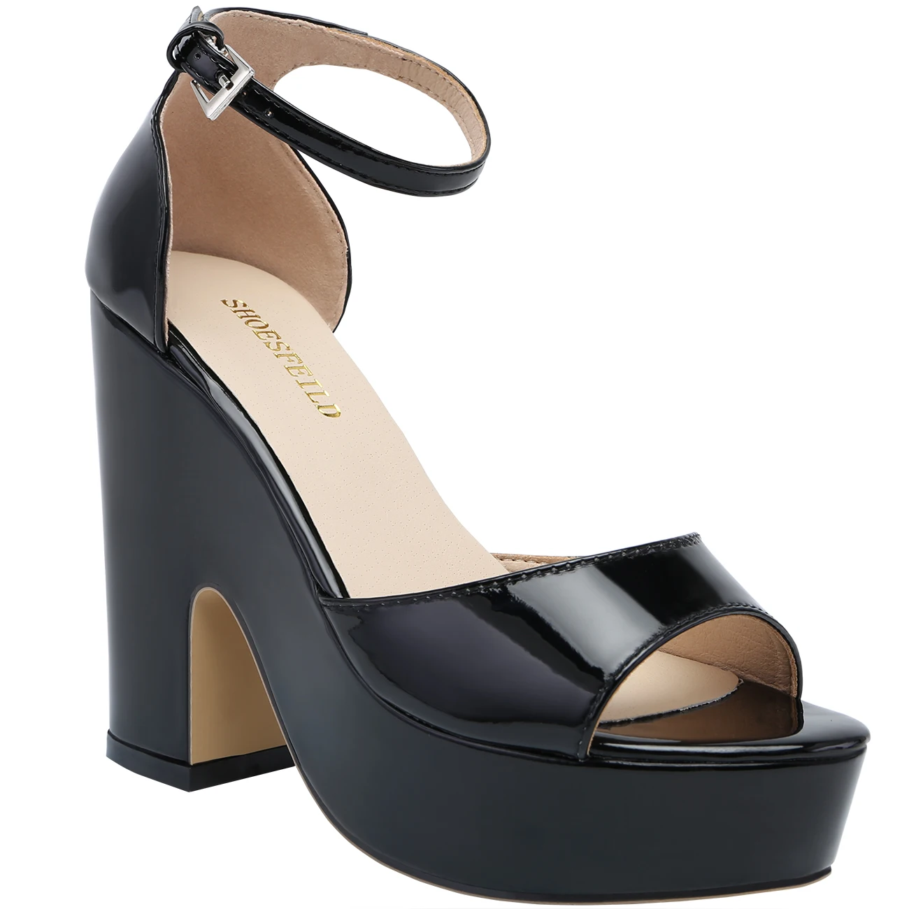 Women Platform Sandals 2026 Summer Sexy Peep Toe Buckle Strap Sandal Square Thick High Heels Black Party Dress Red Wedding Shoes