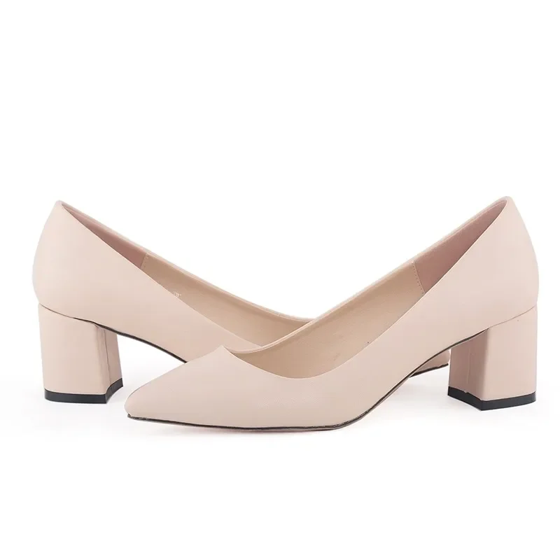 Women Pumps New Style Nude Casual 5cm Low Pointed Toes Thick High Heels Ladies Office Work Black Socialite Party Wedding Shoes Women Pumps New Style Nude Casual 5cm Low Pointed Toes Thick High Heels Ladies Office Work Black Socialite Party Wedding Shoes