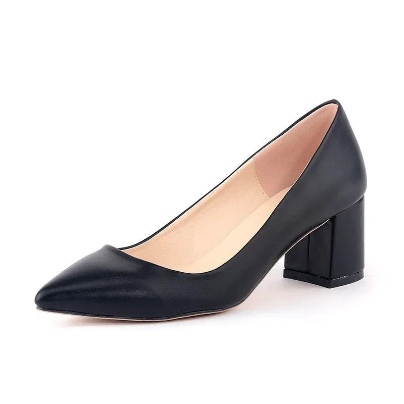 Women Pumps New Style Nude Casual 5cm Low Pointed Toes Thick High Heels Ladies Office Work Black Socialite Party Wedding Shoes Women Pumps New Style Nude Casual 5cm Low Pointed Toes Thick High Heels Ladies Office Work Black Socialite Party Wedding Shoes