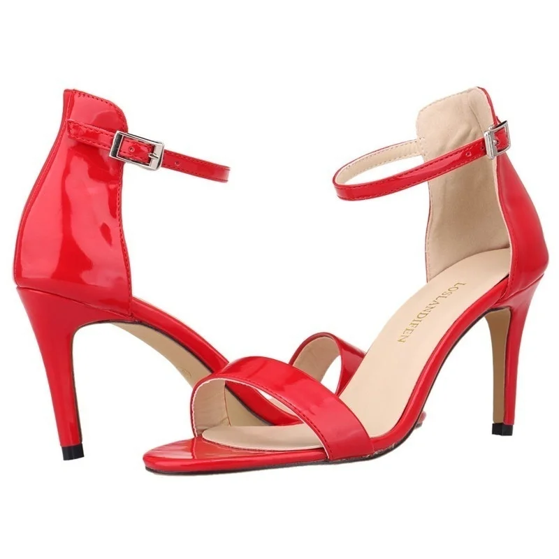Women Ankle Strap Sandals Multi Colour Patent Summer Sexy Stilettos Party Mid High Heels Sandal Pumps Dress Red Wedding Shoes Women Ankle Strap Sandals Multi Colour Patent Summer Sexy Stilettos Party Mid High Heels Sandal Pumps Dress Red Wedding Shoes
