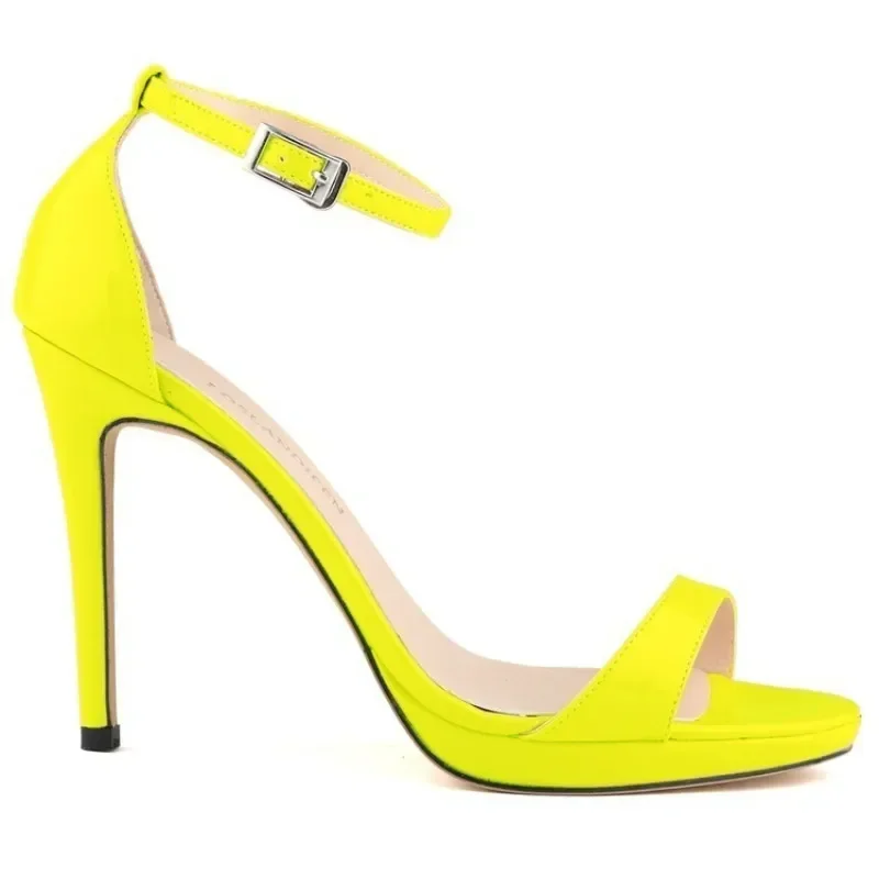 Women Sandals Stilettos Sexy 11cm Supper High Heels Patent Leather Nighclub Open Toes Platform Sandal Party Dress Wedding Shoes