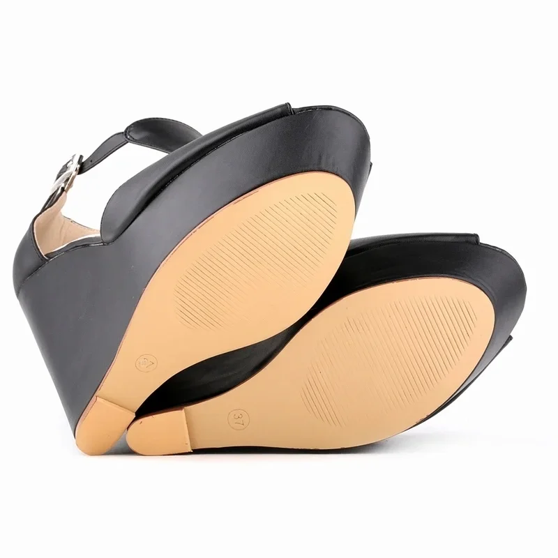 Women Wedge Platform Sandals Sexy Pumps Summer 14cm Super High Heels Peep Toe Buckle Strap Sandal Fashion Party Wedding Shoes