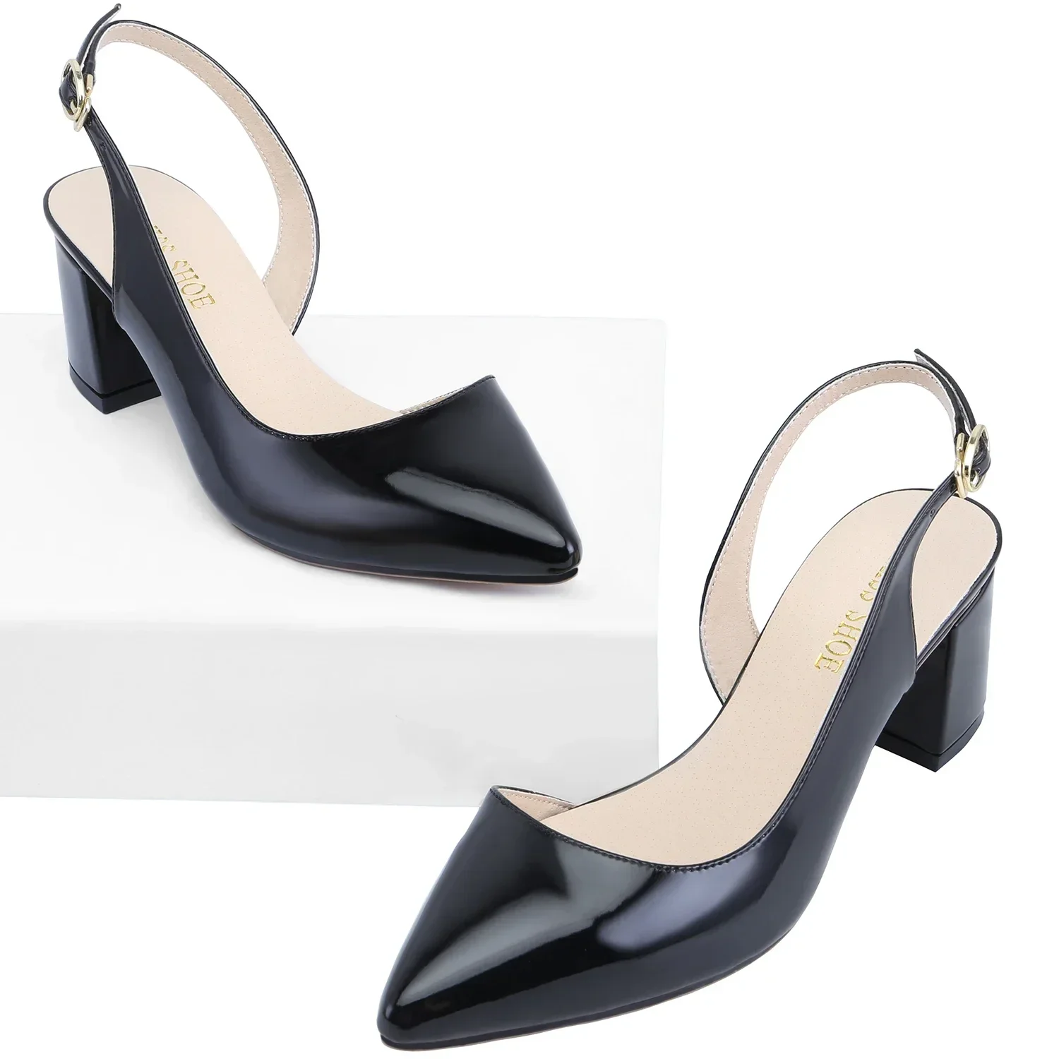 Women Sandals Pumps 5cm Ankle Strap Square Low Heel for Lady Sexy Pointed Toes High Heels Party Dress Wedding Shoes Plus Size 42