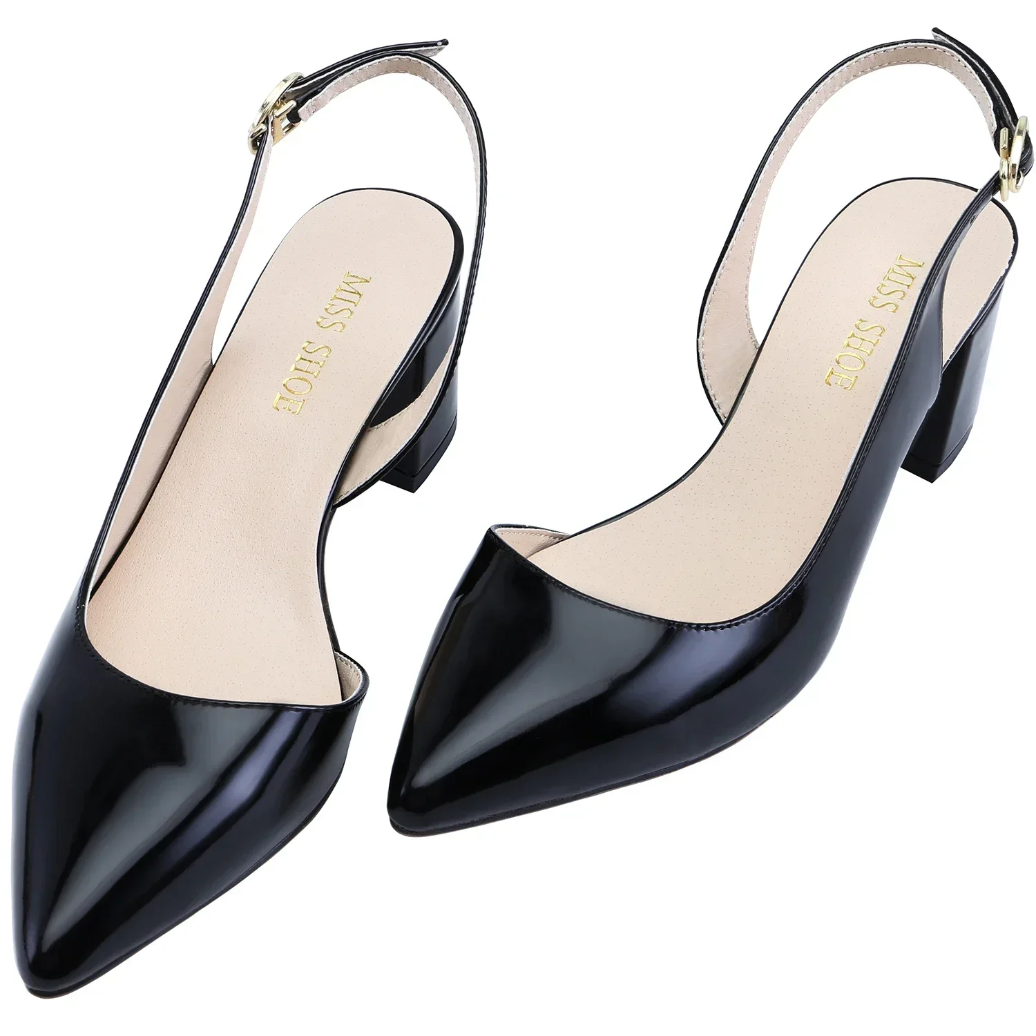 Women Sandals Pumps 5cm Ankle Strap Square Low Heel for Lady Sexy Pointed Toes High Heels Party Dress Wedding Shoes Plus Size 42