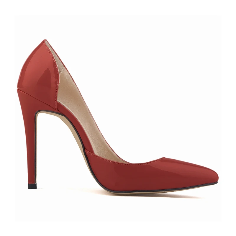 Women Pumps Stilettos Sexy 11cm Pointed Toe High Heels Spring Autumn Patent Leather Party Black Red Wedding Shoes Plus Size