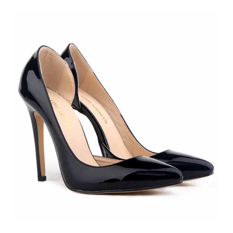 Women Pumps Stilettos Sexy 11cm Pointed Toe High Heels Spring Autumn Patent Leather Party Black Red Wedding Shoes Plus Size
