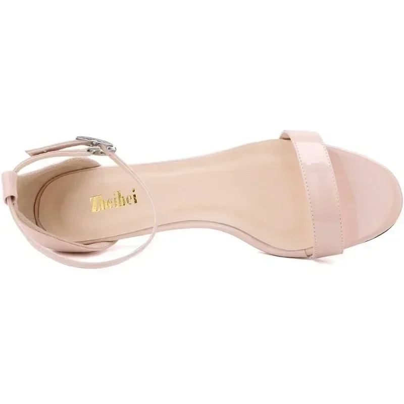 Women Sandals Summer Sexy Pumps Open Toe 9cm Mid High Heels Ankle Strap Stiletto Classic Dress Elegant Wedding Party Dress Shoes
