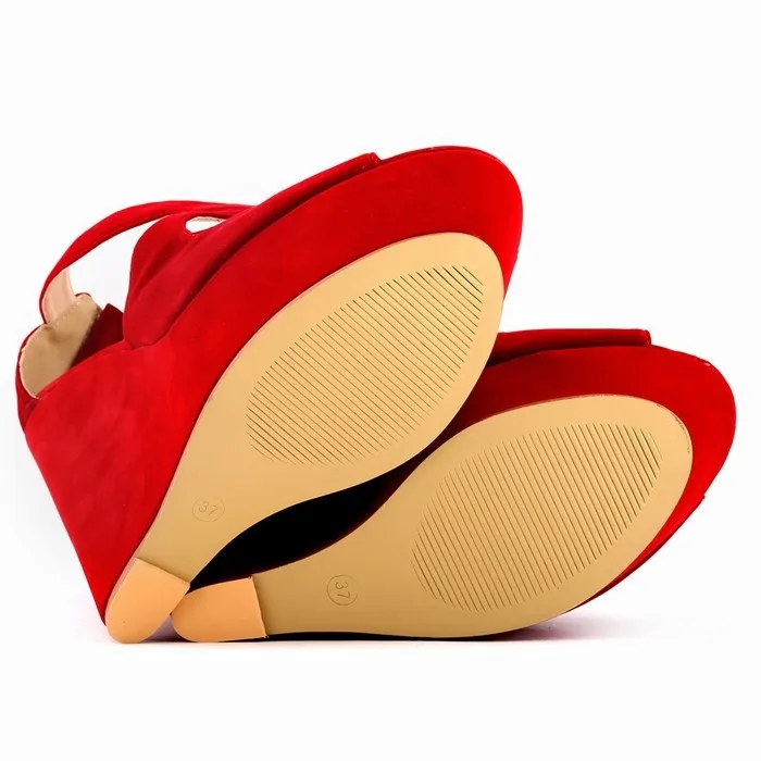 Women Sandals Summer Elegant Ladies Ankle Strap Platform Sandal Sexy Peep Toe Velvet High Heels Wedges Wedding Shoes Plus Size