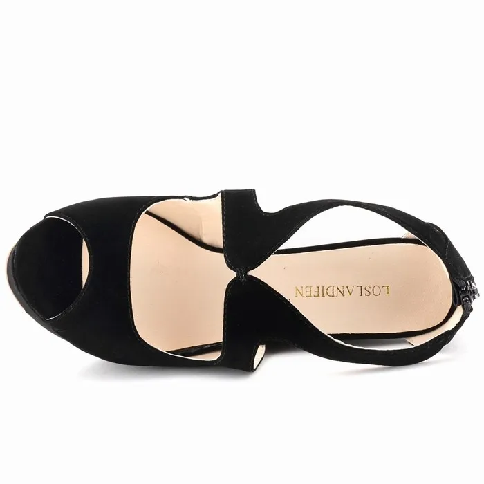 Women Sandals Summer Elegant Ladies Ankle Strap Platform Sandal Sexy Peep Toe Velvet High Heels Wedges Wedding Shoes Plus Size