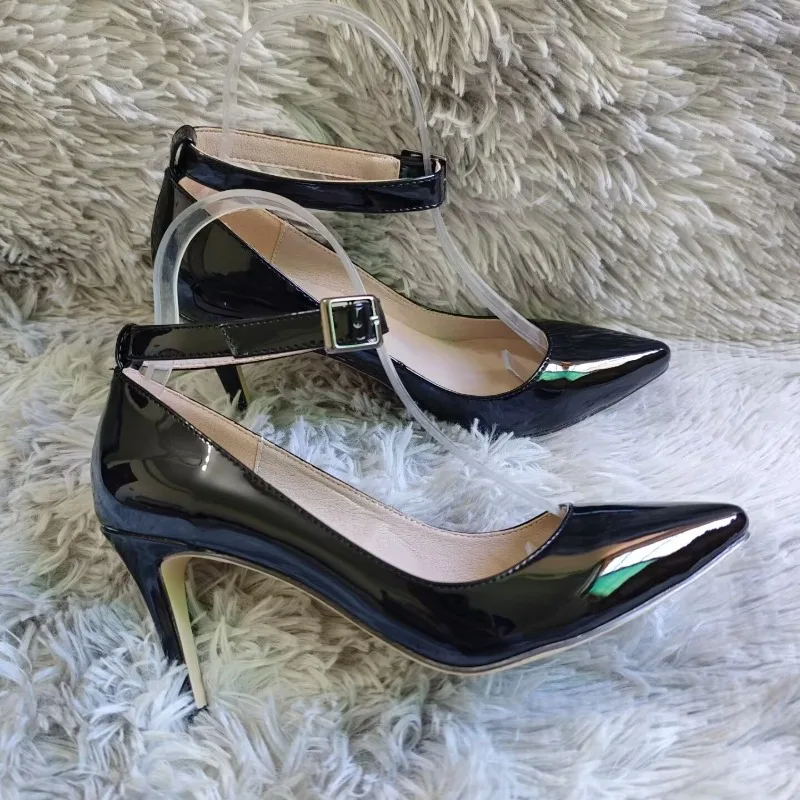 Women Sexy Pumps Stilettos 9cm Mid Pointed Toes High Heels Classic Spring Brand Design Office Black Red Dress Wedding Shoes