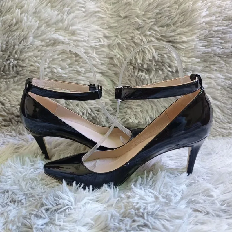 Women Sexy Pumps Stilettos 9cm Mid Pointed Toes High Heels Classic Spring Brand Design Office Black Red Dress Wedding Shoes
