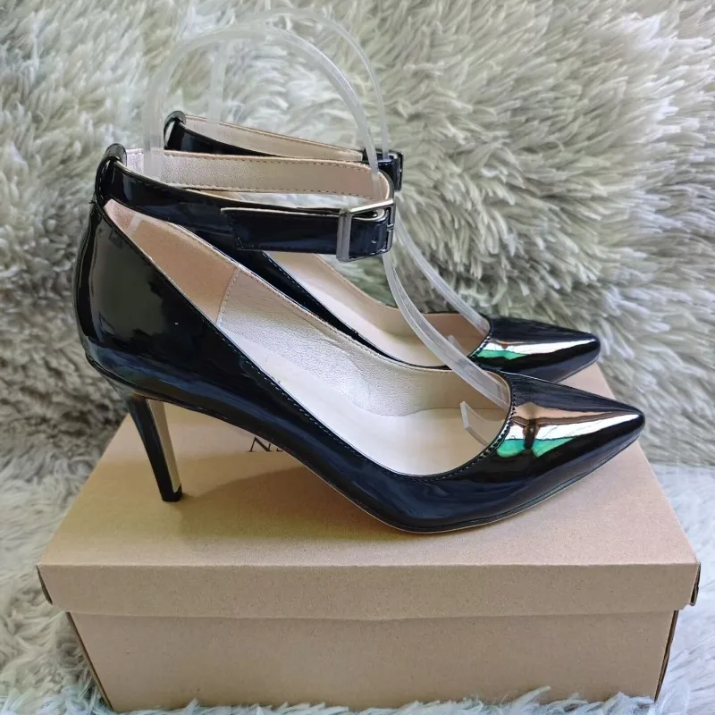 Women Sexy Pumps Stilettos 9cm Mid Pointed Toes High Heels Classic Spring Brand Design Office Black Red Dress Wedding Shoes