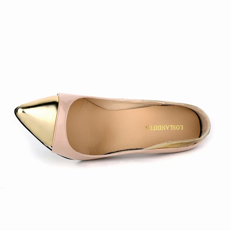 Women Pumps Stilettos Sexy 11cm Patent Leather Mix Color Pumps Pointed Toe Thin High Heels Spring Shallow Party Wedding Shoes