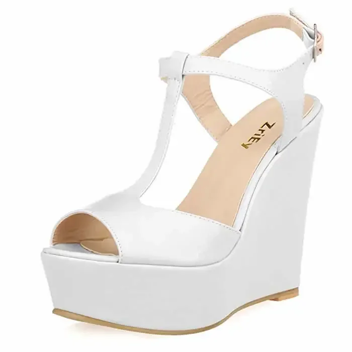 Women Wedge Sandals 2026 New Summer 14cm Open Toe Sexy Ankle Strap High Heels Patent Leather Platform Pumps Party Wedding Shoes Women Wedge Sandals 2026 New Summer 14cm Open Toe Sexy Ankle Strap High Heels Patent Leather Platform Pumps Party Wedding Shoes