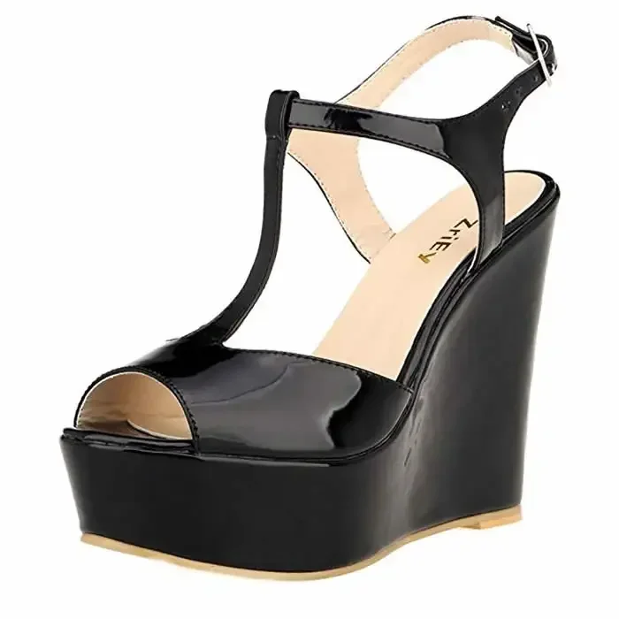 Women Wedge Sandals 2026 New Summer 14cm Open Toe Sexy Ankle Strap High Heels Patent Leather Platform Pumps Party Wedding Shoes Women Wedge Sandals 2026 New Summer 14cm Open Toe Sexy Ankle Strap High Heels Patent Leather Platform Pumps Party Wedding Shoes