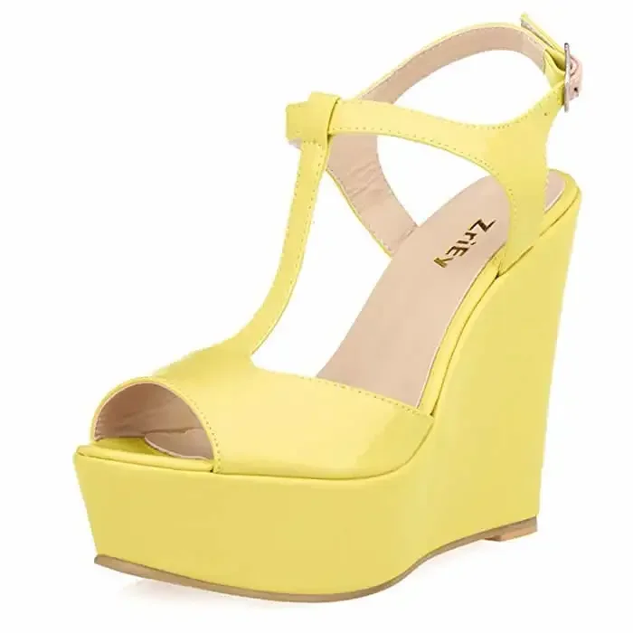 Women Wedge Sandals 2026 New Summer 14cm Open Toe Sexy Ankle Strap High Heels Patent Leather Platform Pumps Party Wedding Shoes Women Wedge Sandals 2026 New Summer 14cm Open Toe Sexy Ankle Strap High Heels Patent Leather Platform Pumps Party Wedding Shoes