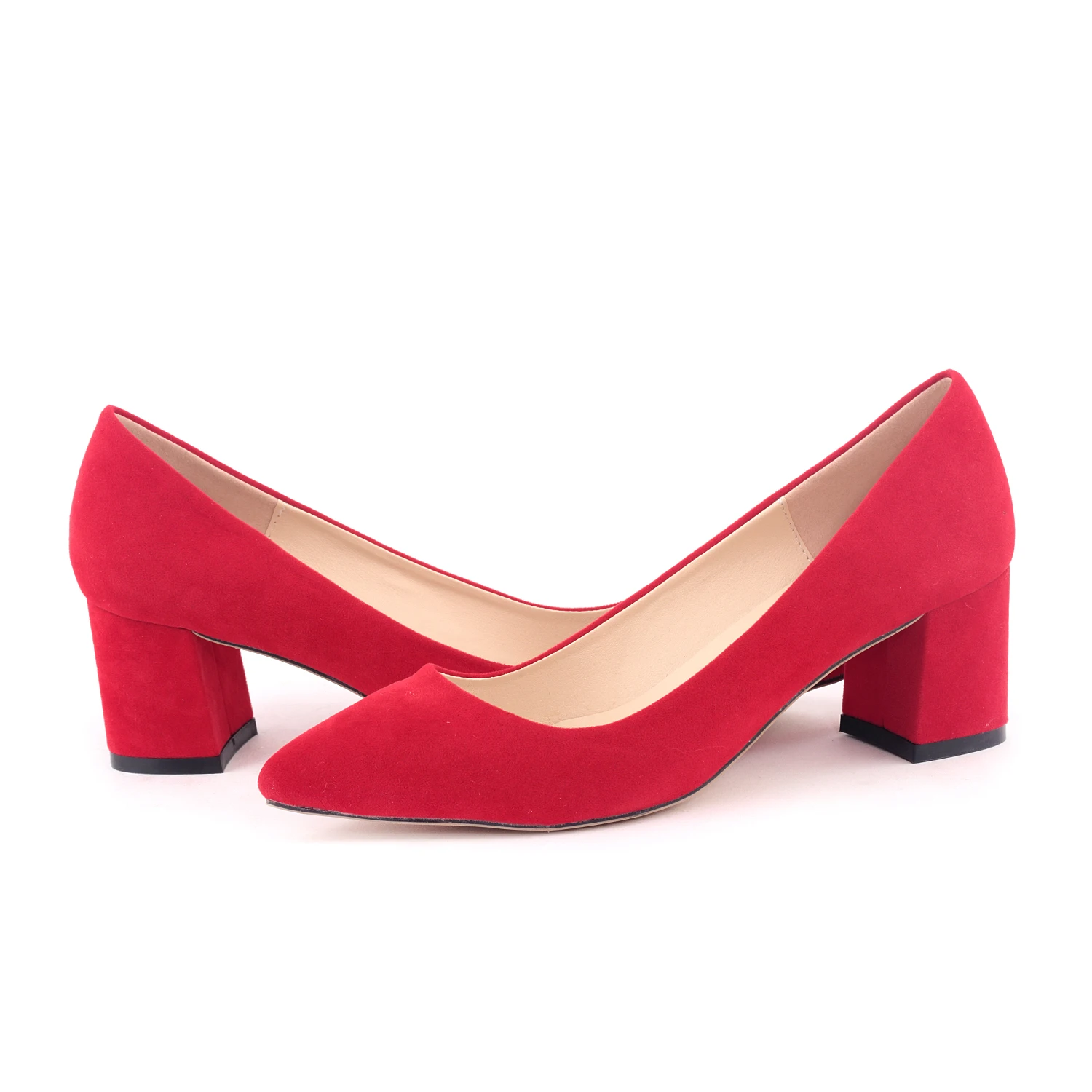 Women Pumps Fashion Classic Thick High Heels Pointed Toes Lady Office Grey Velvet Single Shoes Female Elegant Wedding Shoes