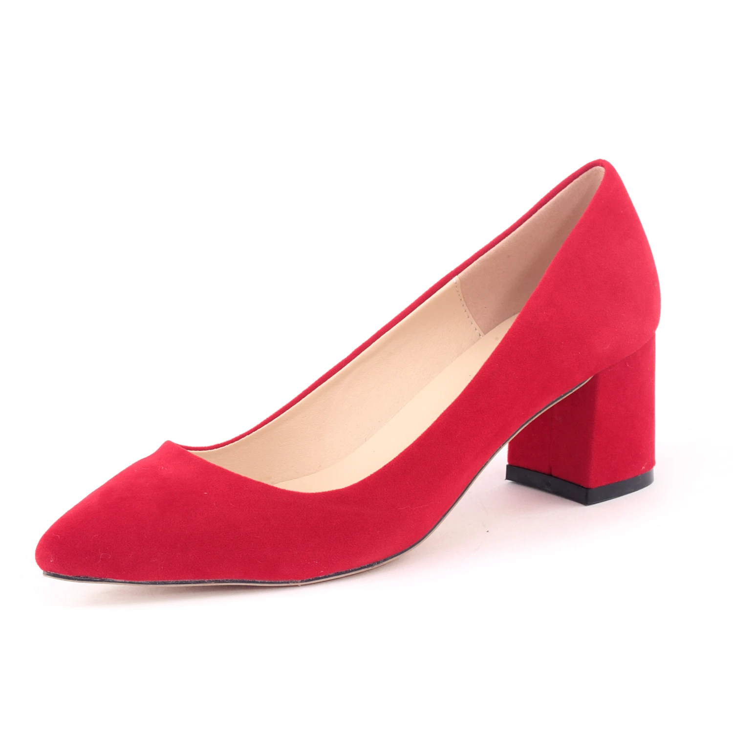 Women Pumps Fashion Classic Thick High Heels Pointed Toes Lady Office Grey Velvet Single Shoes Female Elegant Wedding Shoes