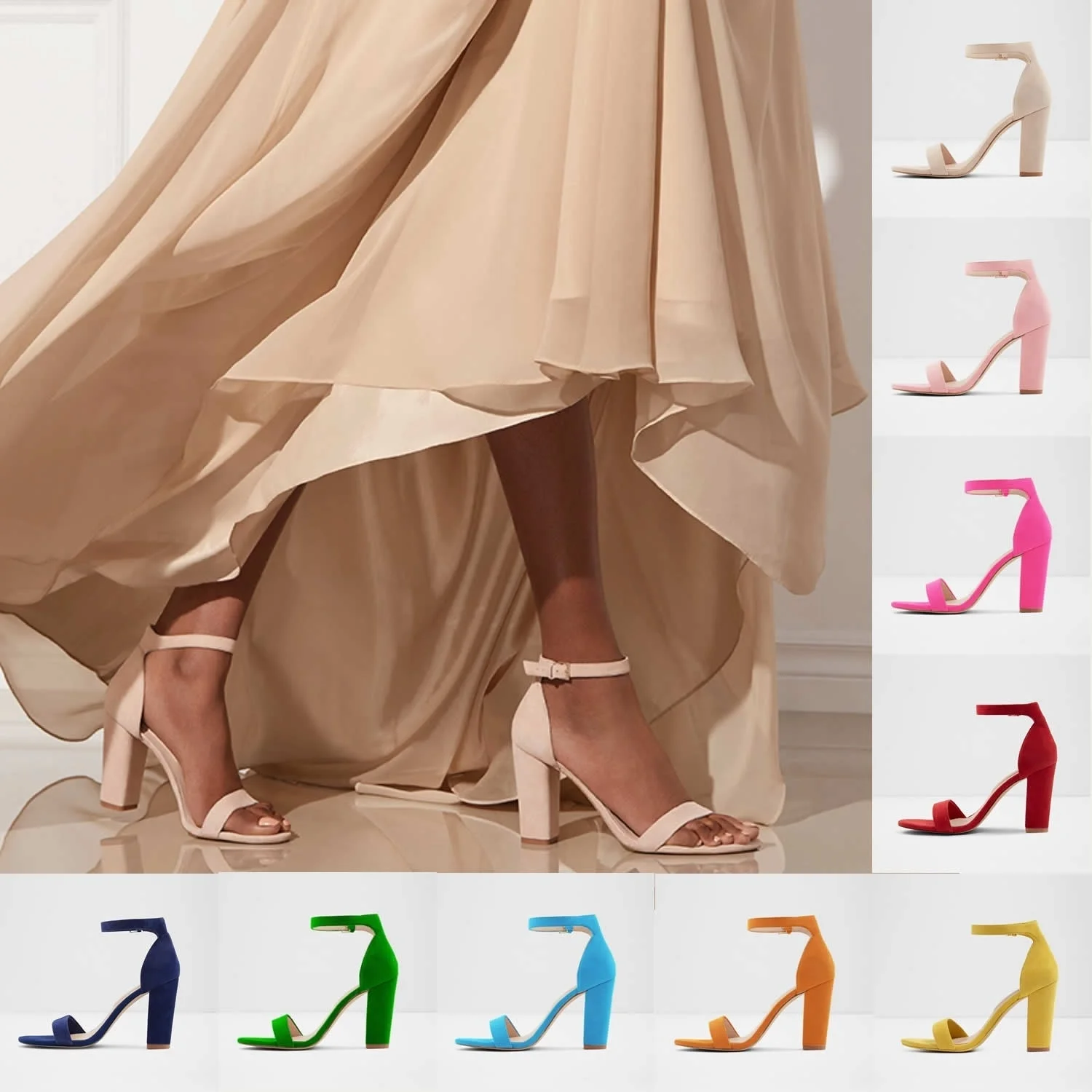 Women Sandals Nude Black Gladiator Summer Office High Heels Shoes Buckle Strap Sandal Pumps Casual Woman Weding Shoes Plus Size