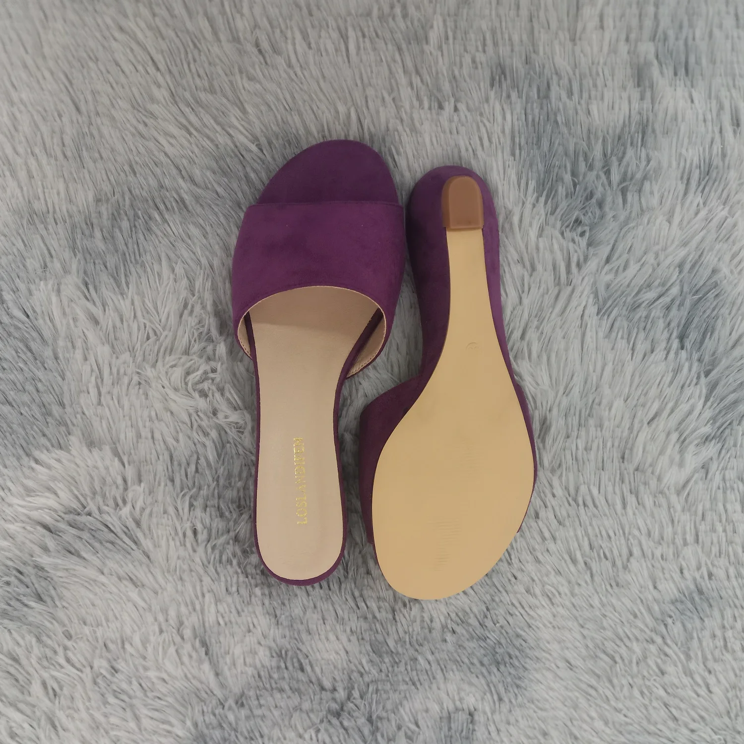 Women Temperament Slippers 3cm Velvet Mules Wedge Sandals Slipper Open Toe High Heels Casual Dress Party Woman Shoes Plus Size