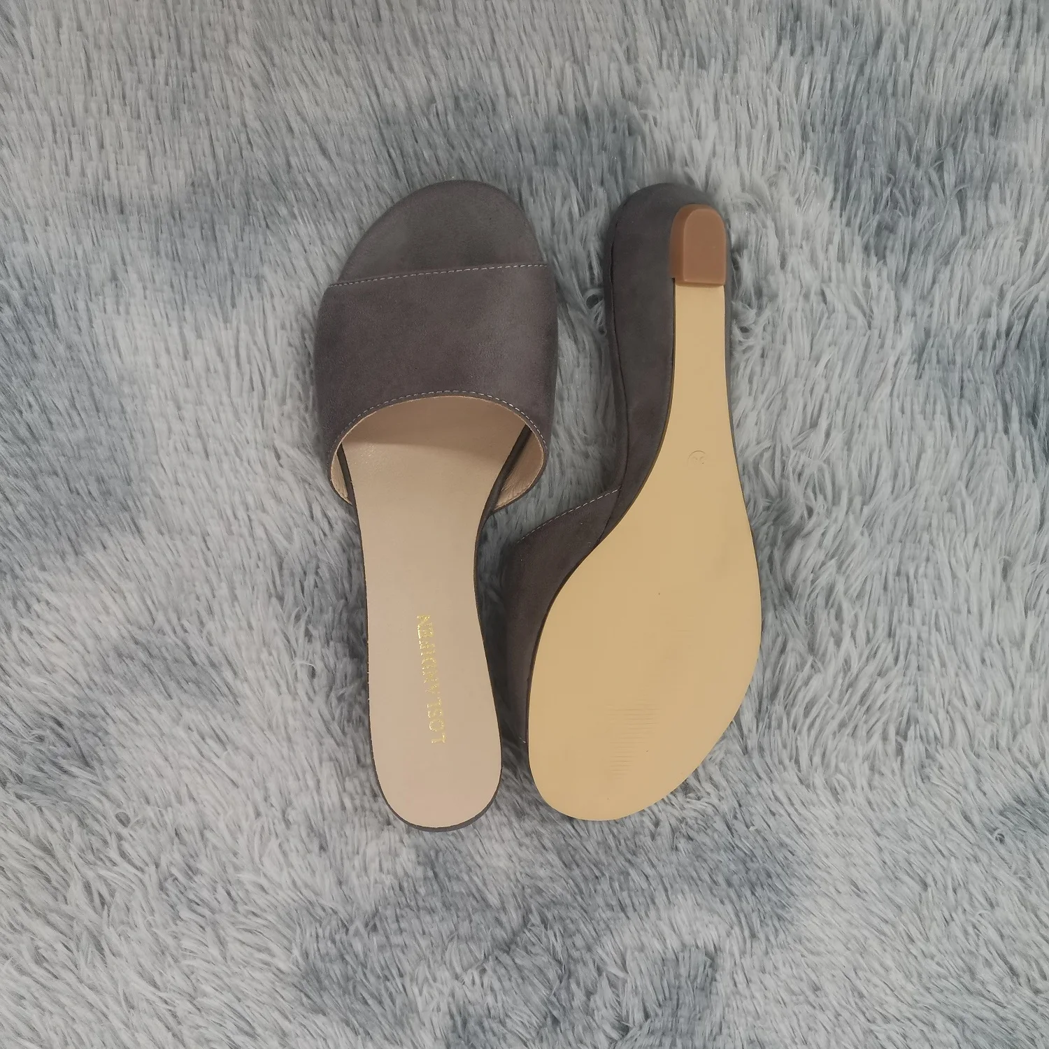 Women Temperament Slippers 3cm Velvet Mules Wedge Sandals Slipper Open Toe High Heels Casual Dress Party Woman Shoes Plus Size