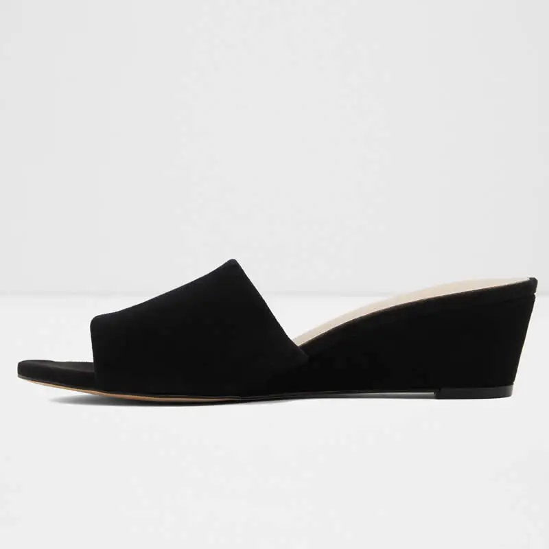 Women Temperament Slippers 3cm Velvet Mules Wedge Sandals Slipper Open Toe High Heels Casual Dress Party Woman Shoes Plus Size