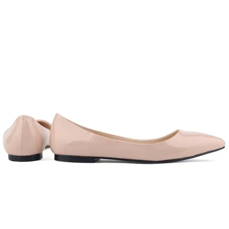 Women Flats Shoes Spring Autumn Solid color Pointed Toe Slip On Patent Leather Woman Flat New Single Casual Loafers Large Size