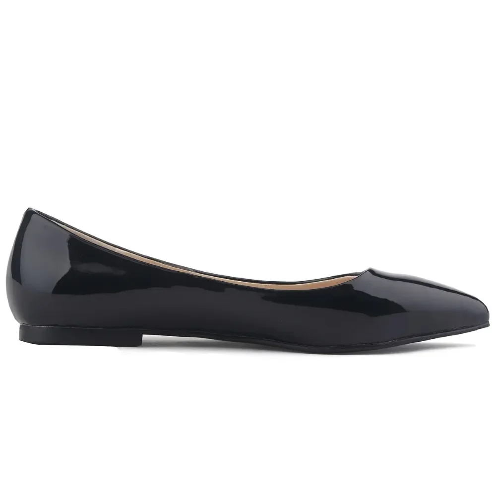 Women Flats Shoes Spring Autumn Solid color Pointed Toe Slip On Patent Leather Woman Flat New Single Casual Loafers Large Size