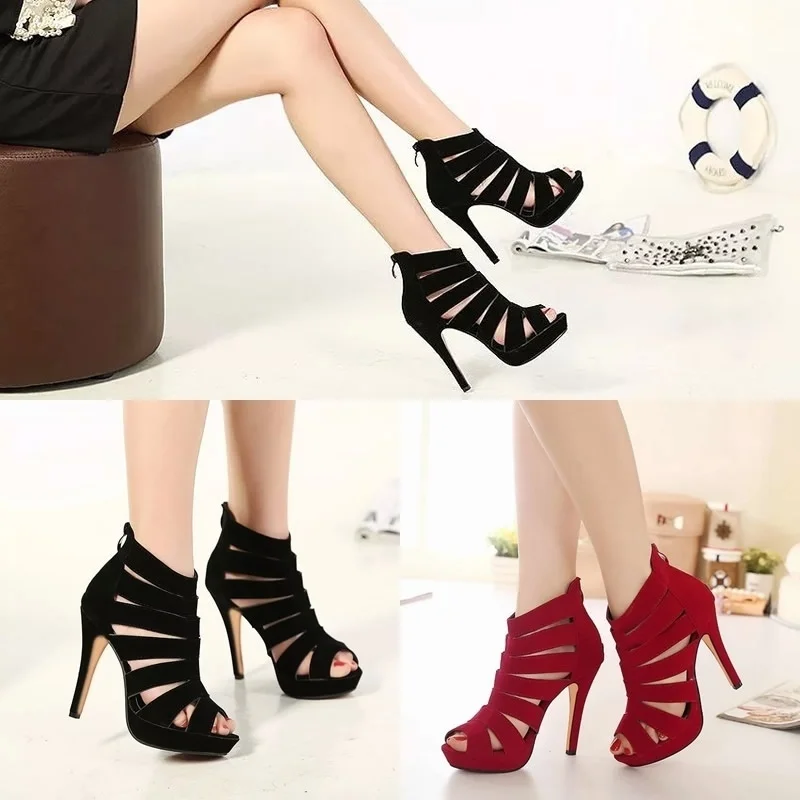 New Fashion show Women Sandals Fashion Sexy High Heels Platform Pumps Peep Toe Sandals Casual White Red Wedding Shoes Plus Size