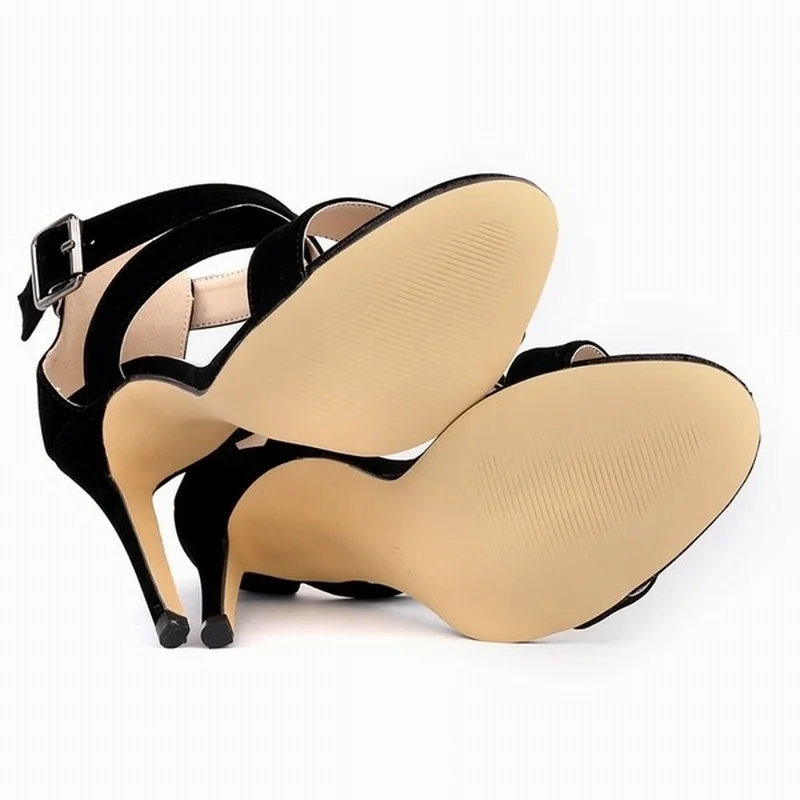 New Women Sandals Sexy 11CM Peep Toe Ankle Straps  Velvet Thin High Heels Party Dress Wedding Shoes Plus Size