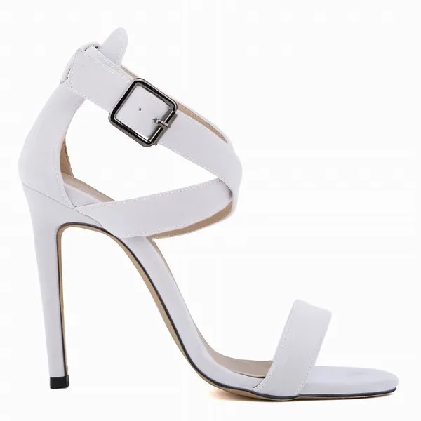 New Women Sandals Sexy 11CM Peep Toe Ankle Straps  Velvet Thin High Heels Party Dress Wedding Shoes Plus Size