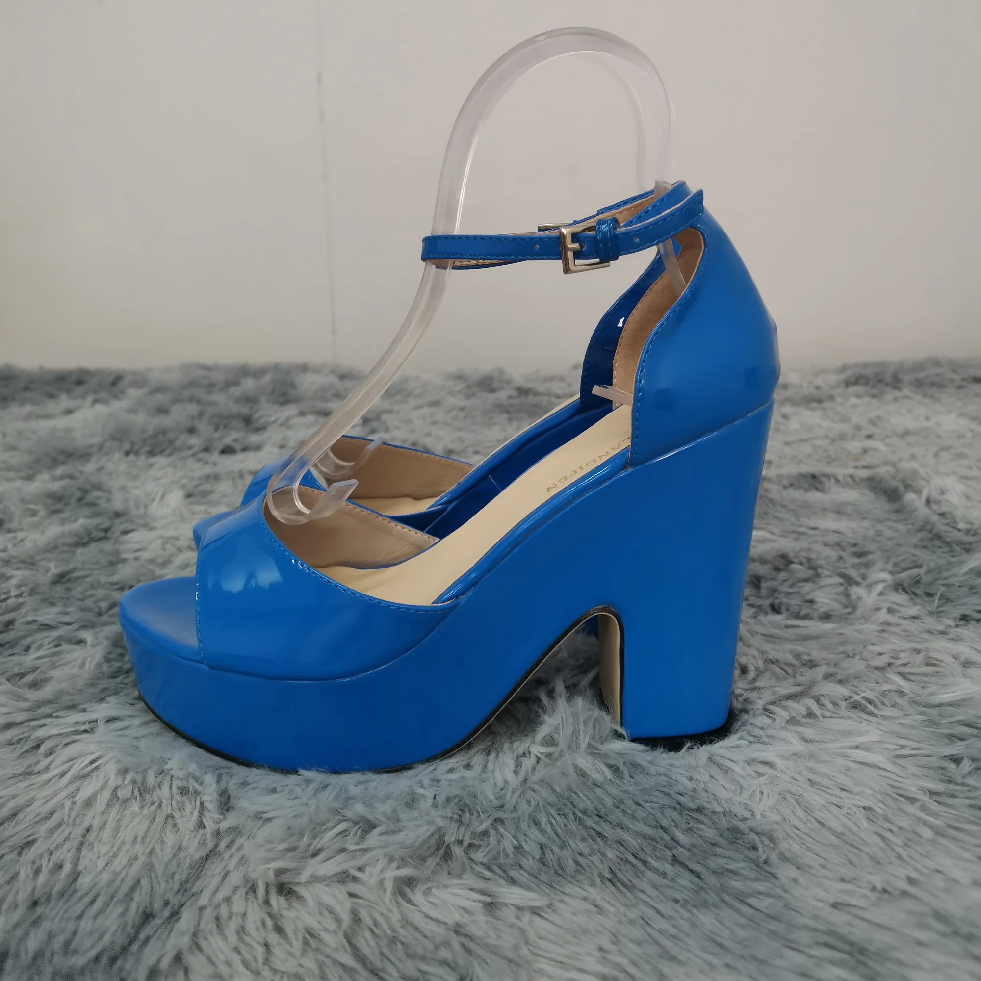 Colourful Women Sandals Summer Sexy Peep Toe Buckle Strap Sandal Platform Thick High Heels Party Red Wedding Shoes Plus Size