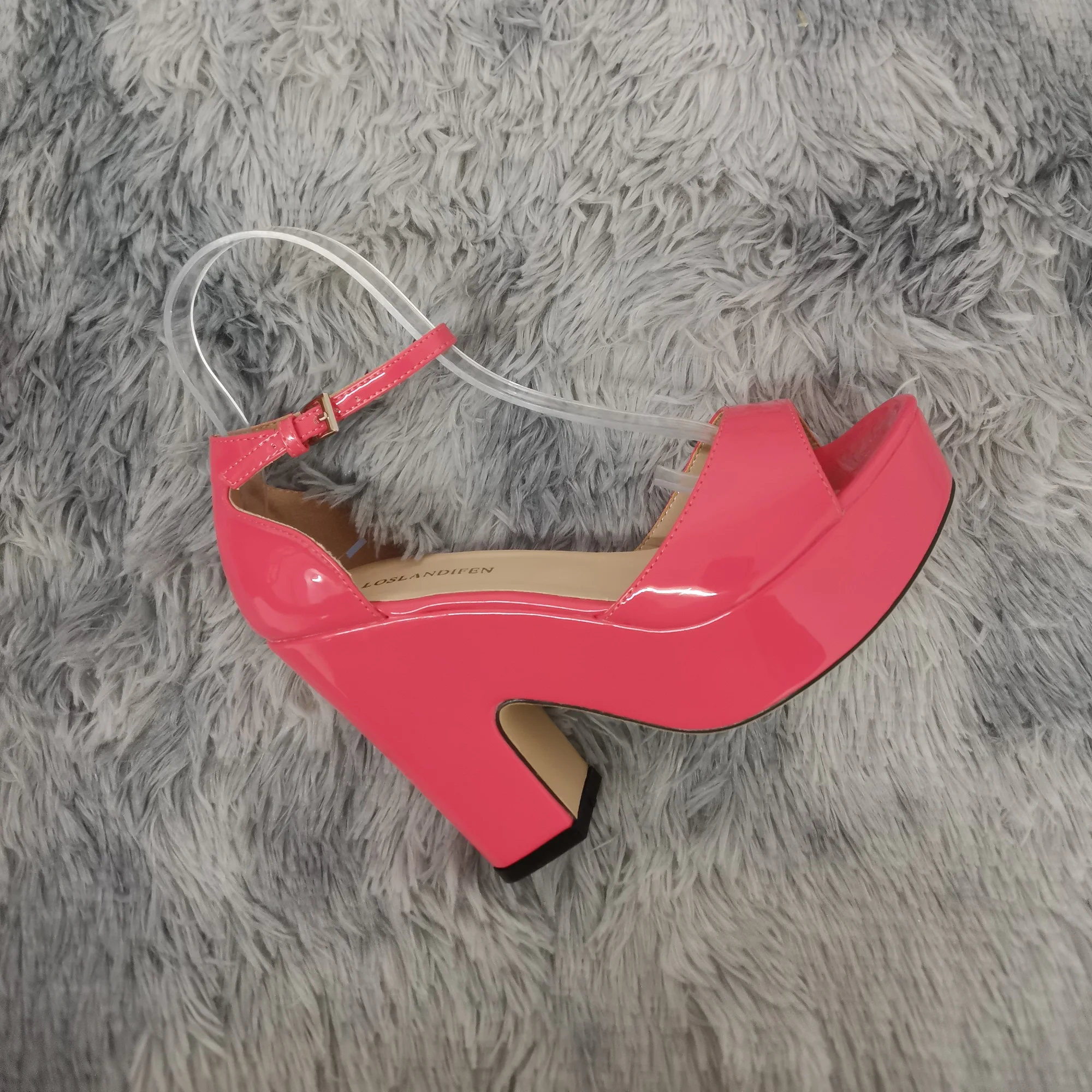 Colourful Women Sandals Summer Sexy Peep Toe Buckle Strap Sandal Platform Thick High Heels Party Red Wedding Shoes Plus Size