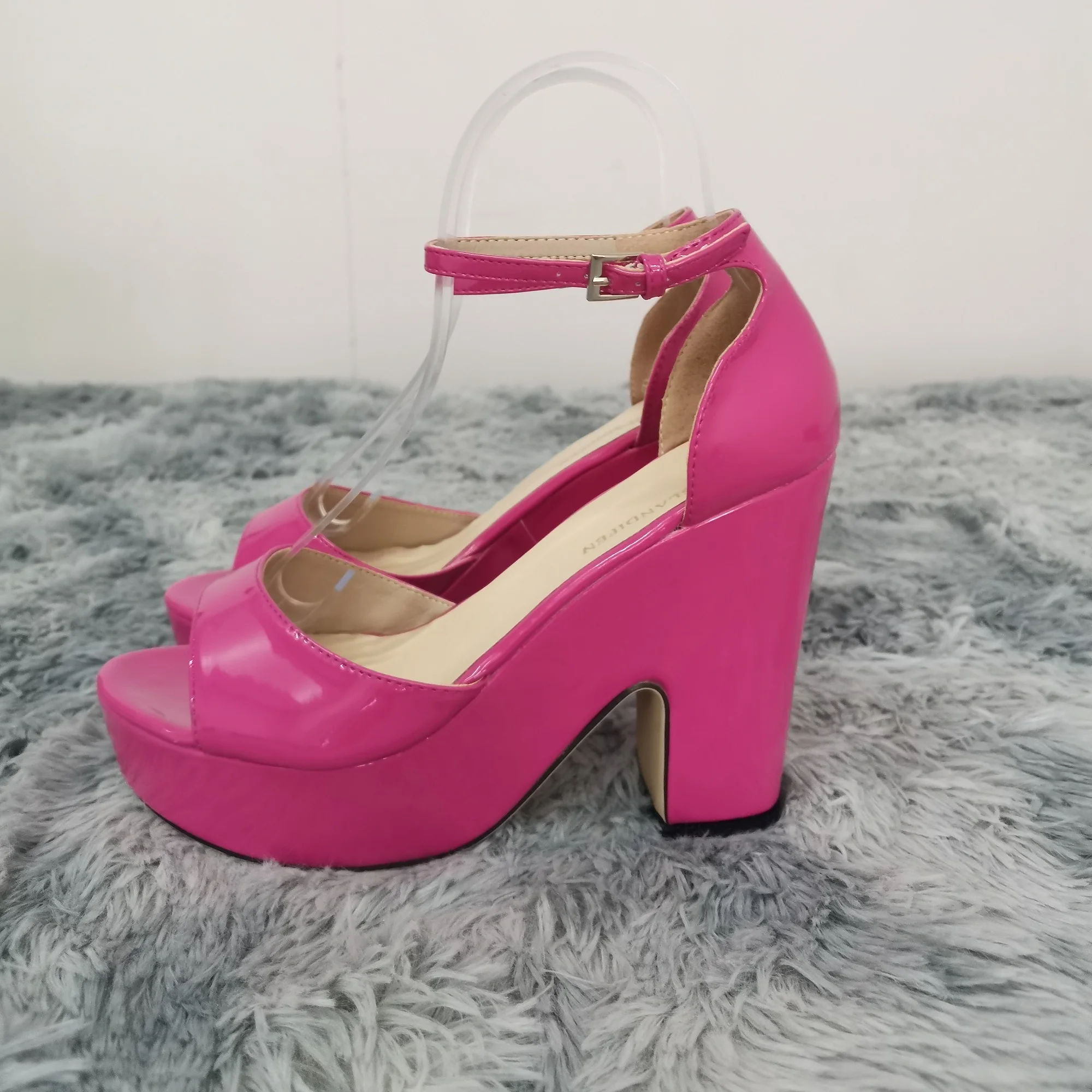 Colourful Women Sandals Summer Sexy Peep Toe Buckle Strap Sandal Platform Thick High Heels Party Red Wedding Shoes Plus Size