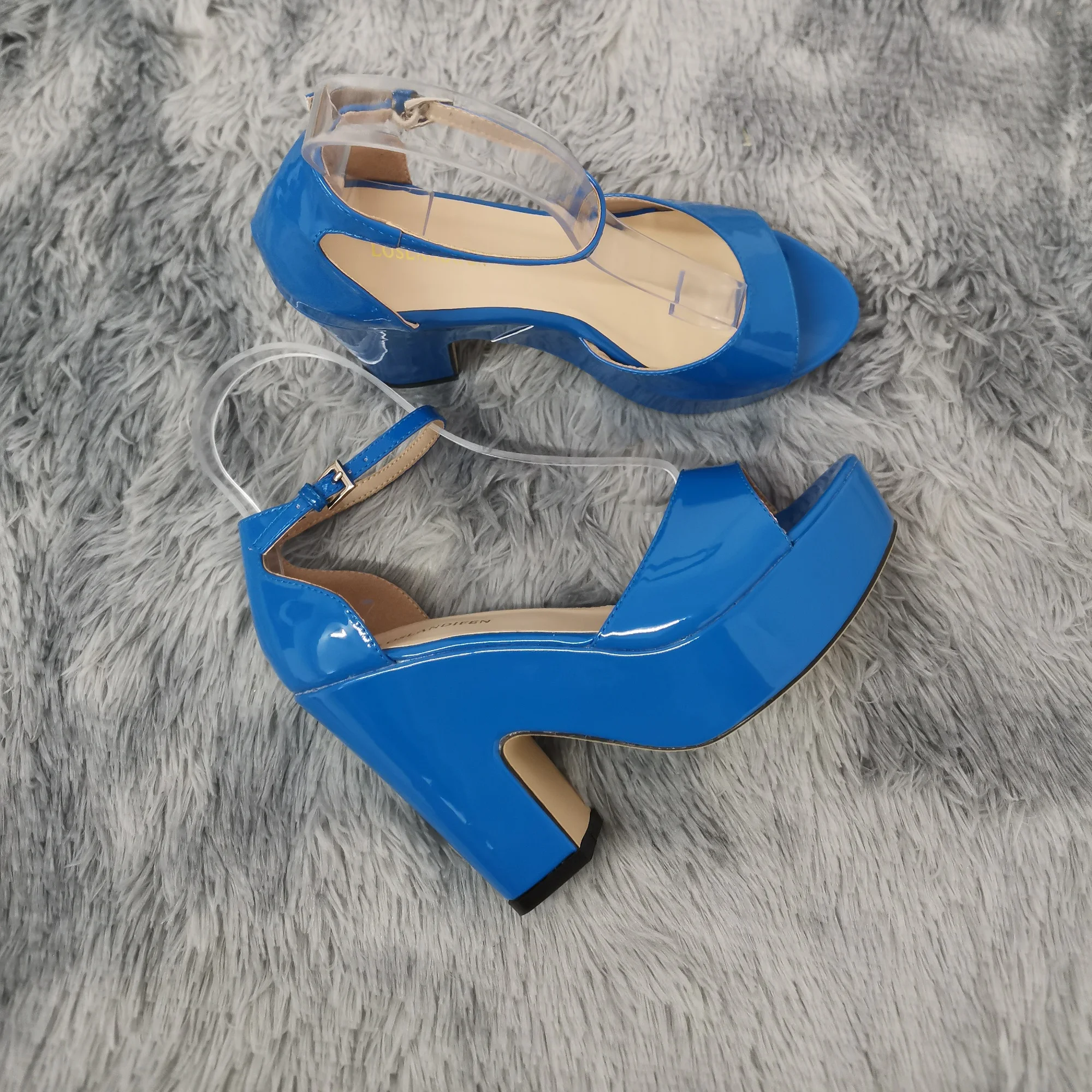 Colourful Women Sandals Summer Sexy Peep Toe Buckle Strap Sandal Platform Thick High Heels Party Red Wedding Shoes Plus Size