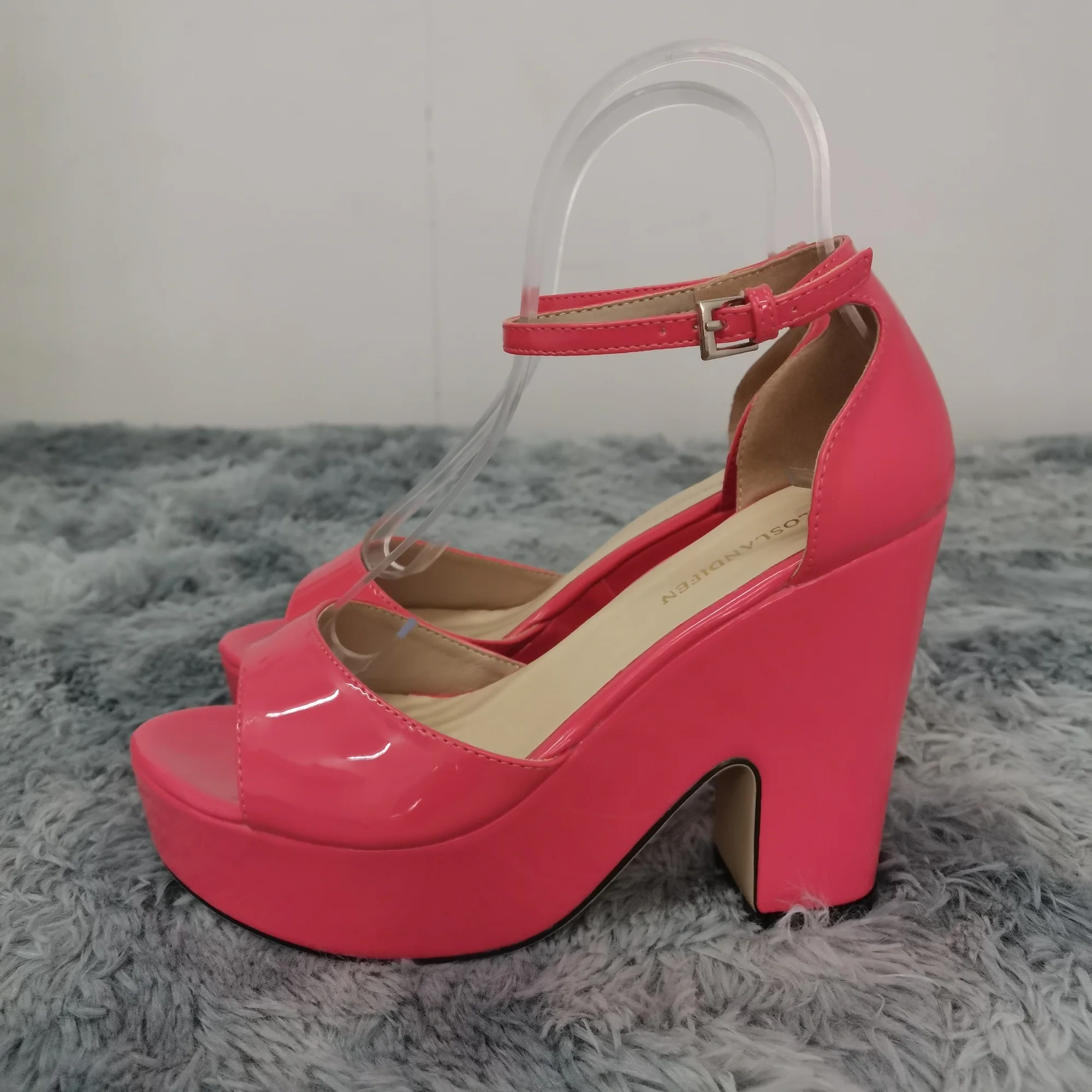 Colourful Women Sandals Summer Sexy Peep Toe Buckle Strap Sandal Platform Thick High Heels Party Red Wedding Shoes Plus Size