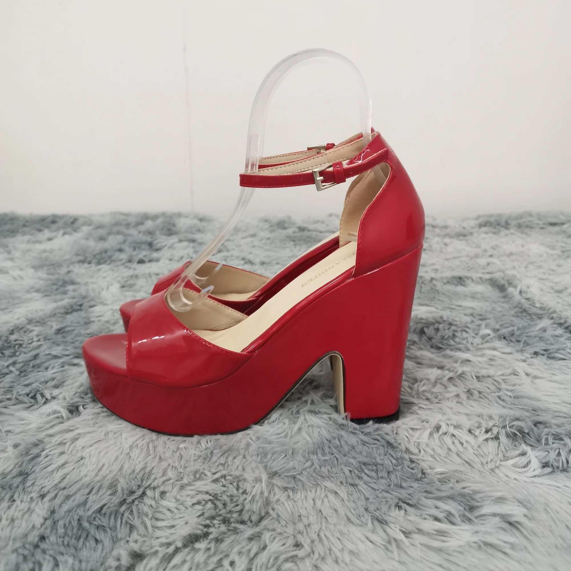 Colourful Women Sandals Summer Sexy Peep Toe Buckle Strap Sandal Platform Thick High Heels Party Red Wedding Shoes Plus Size