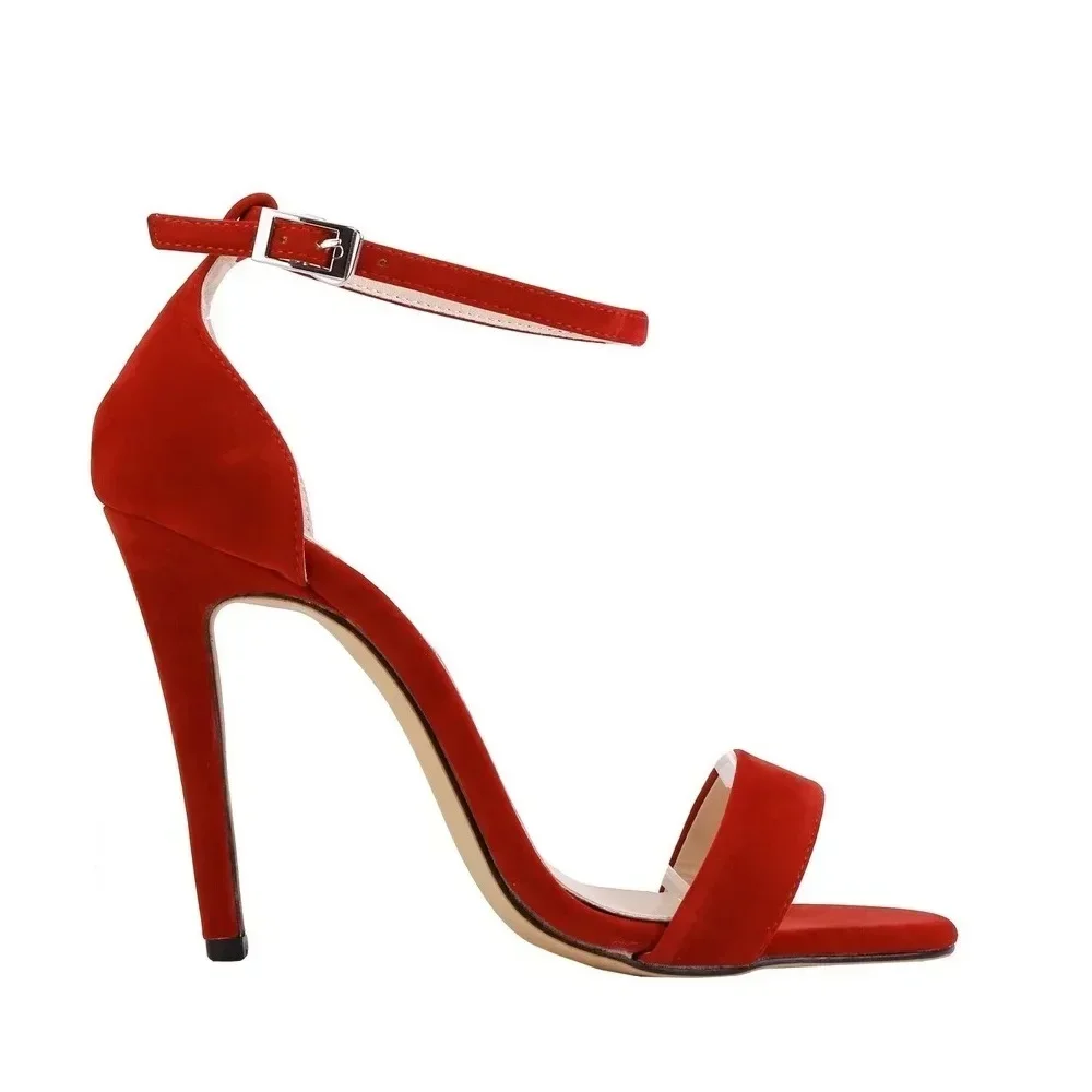 Women Sandals 2026 Summer Sexy Pumps Classic Open Toe Ankle Strap Stilettos Elegant 11cm High Heels Wedding Party Dress Shoes