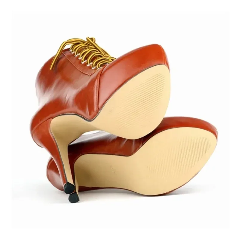 Women Boots 2026 Fashion Sexy 14cm Round Toe Thin High Heels Platform Short Ankle Boots Elegant Autumn Winter Shoes Plus Size 43