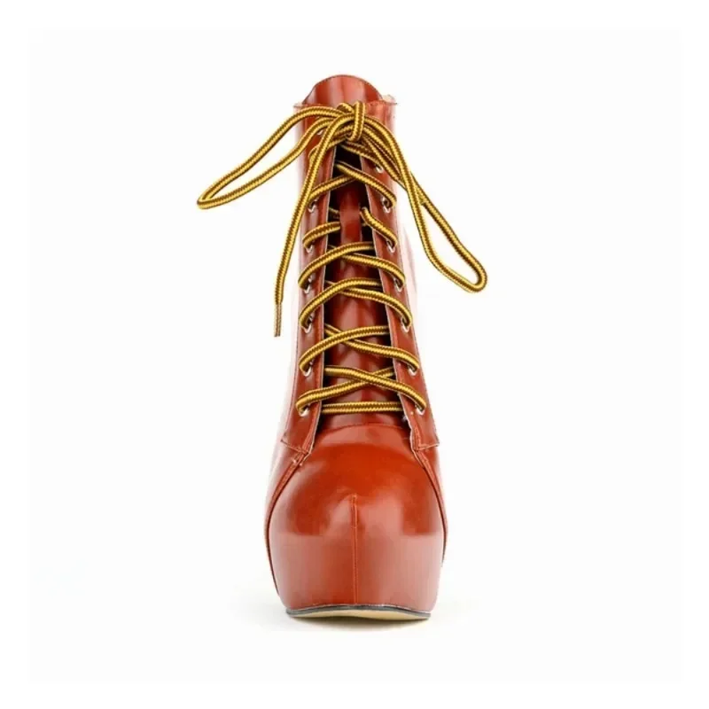 Women Boots 2026 Fashion Sexy 14cm Round Toe Thin High Heels Platform Short Ankle Boots Elegant Autumn Winter Shoes Plus Size 43