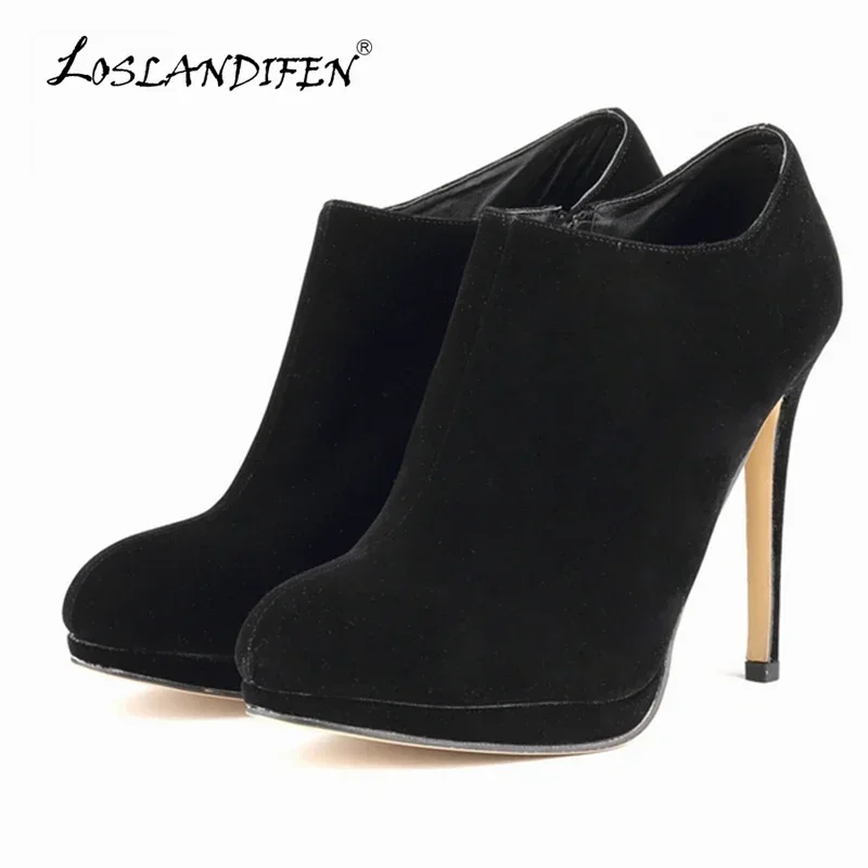 Women Ankle Boots 2026 Autumn Winter Warm Zip Round Toe Footwear 11CM High Heels Female Boots Short Botas Ladies Elegant Shoes Women Ankle Boots 2026 Autumn Winter Warm Zip Round Toe Footwear 11CM High Heels Female Boots Short Botas Ladies Elegant Shoes