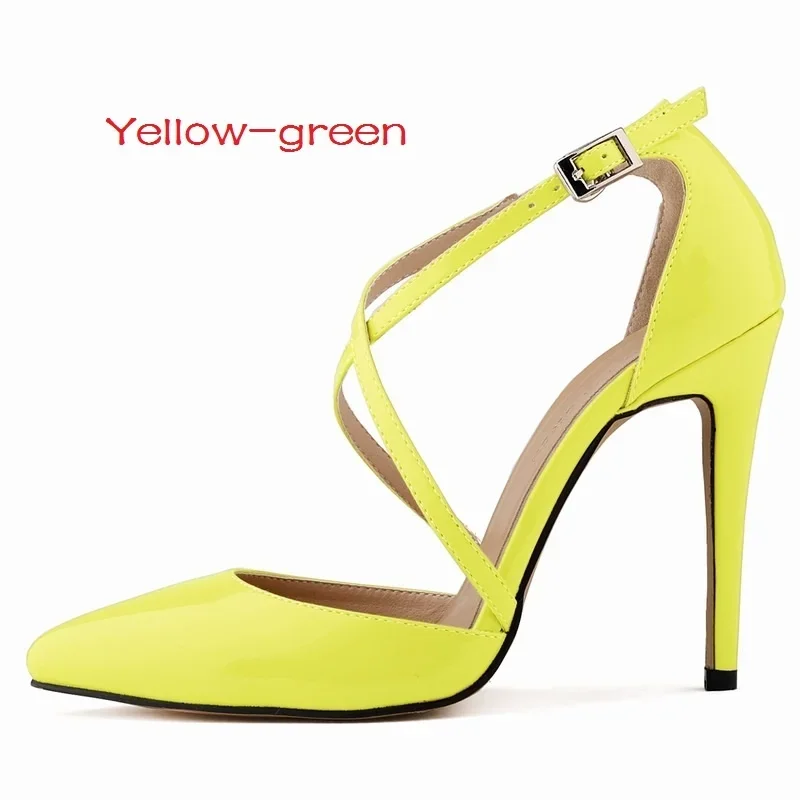 Large Size Women Sexy Pumps 2026 Summer Outdoor Casual Pointed Toes Hollow Stilettos Cross Strap High Heels Female Wedding Shoes