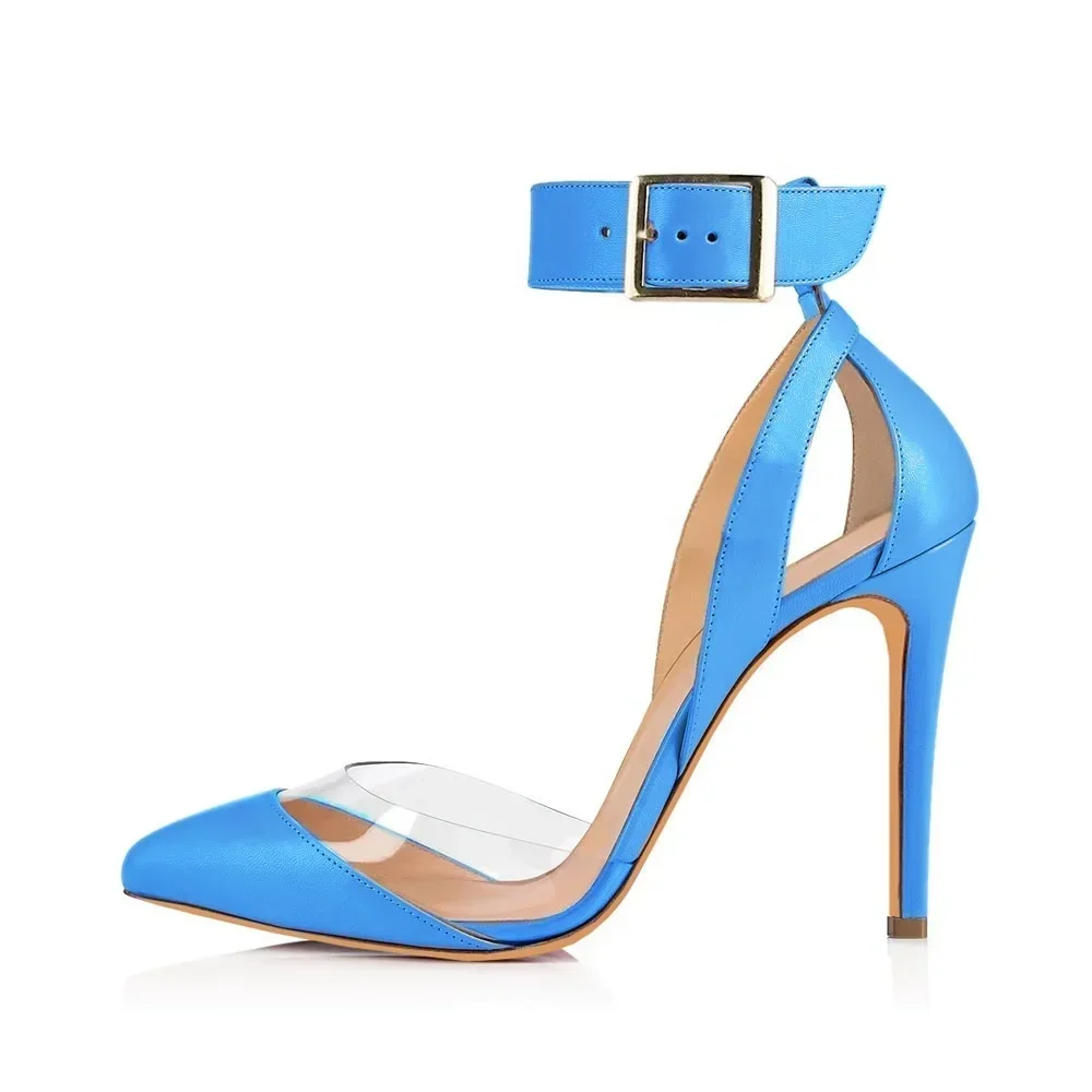 Women Sandals 11 cm Sexy Hollow Transparent Ankle Strap High Heels 2026 Summer Pointed Toes Pumps Party Wedding Dress Shoes