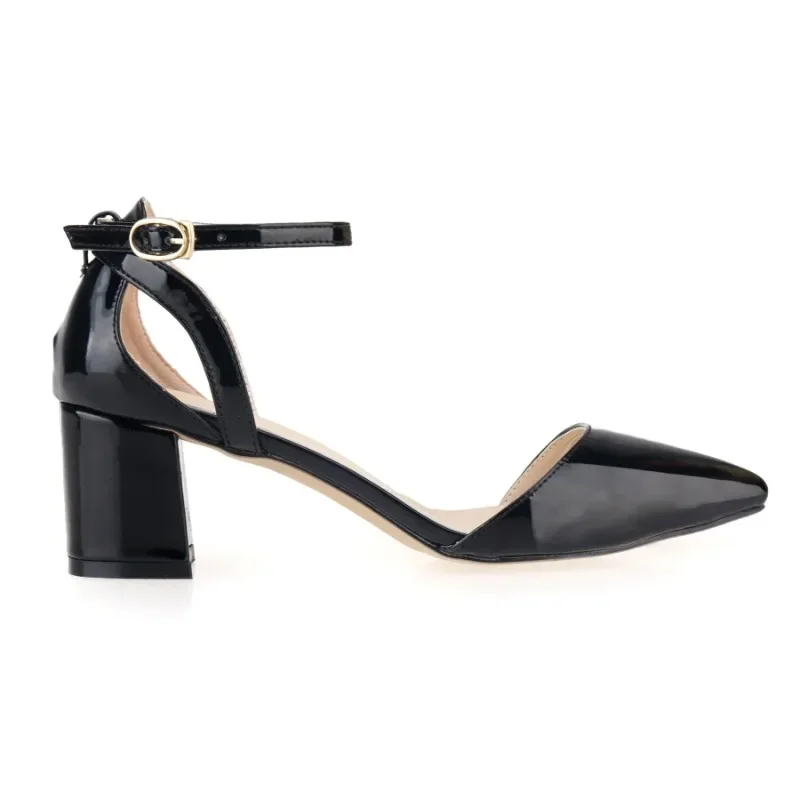 2026 Summer Women Sandals Sexy 5cm Single Work OL Thick High Heels Matte Pointed Toe Pumps Shollow Mouth Party Red Wedding Shoes