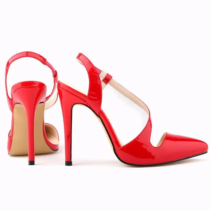 LOSLANDIFEN New Women Pumps Pointed Toe Stiletto High Heels Shoes Sexy Summer Autumn Ladies Red Wedding Leather  302-15PA