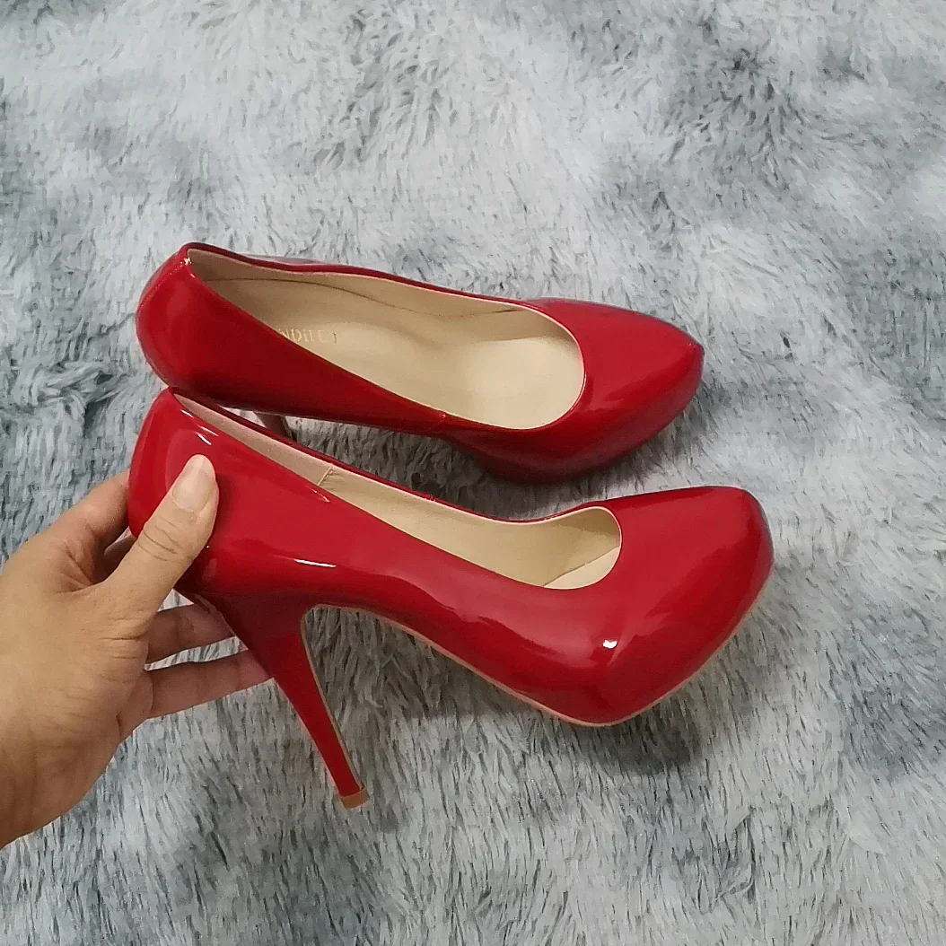 2026 New Women Pumps Autumn Round Toes High Heels Fashion Sexy 12cm Heel Banquet Platform Stilettos Wedding Prom Shoes Plus Size