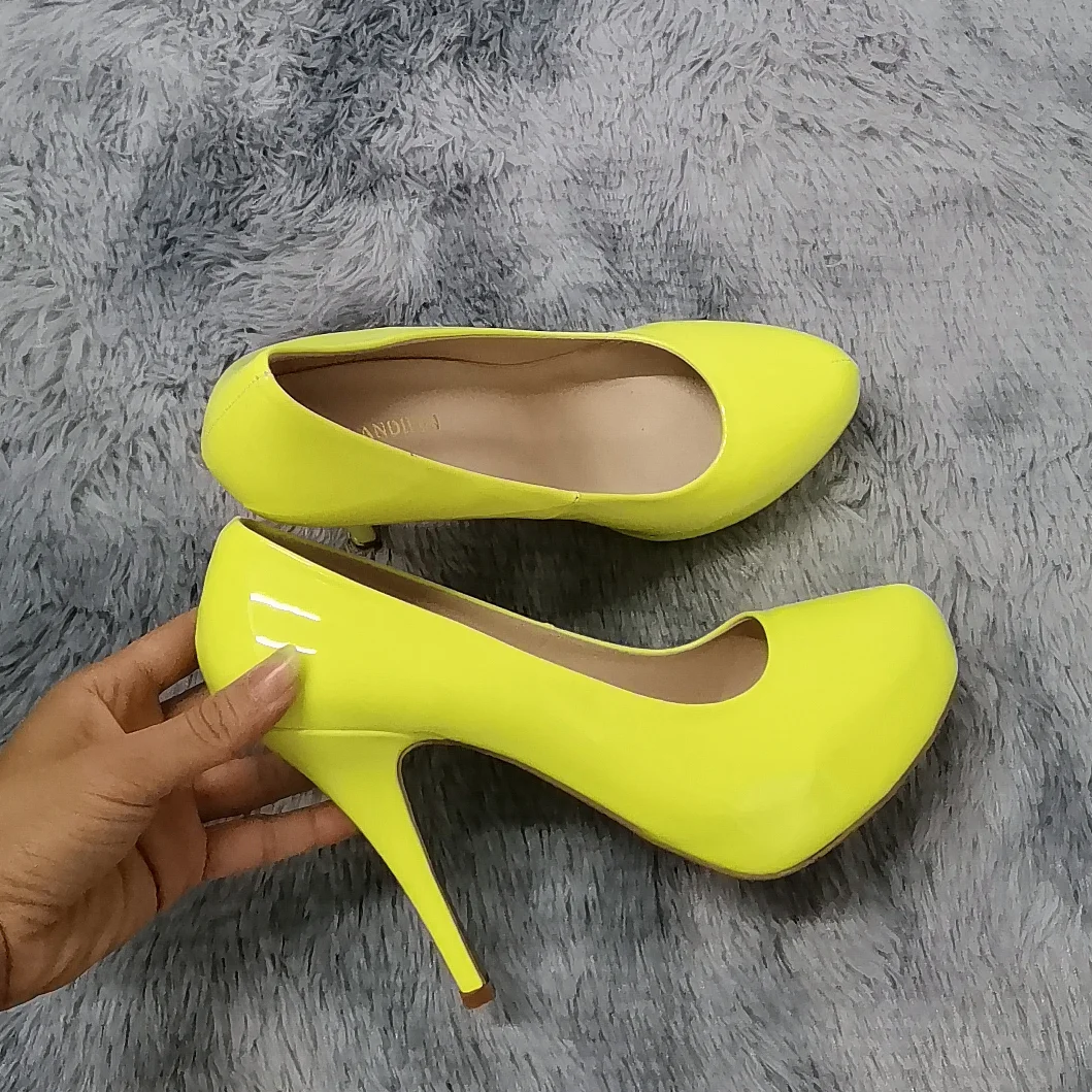 2026 New Women Pumps Autumn Round Toes High Heels Fashion Sexy 12cm Heel Banquet Platform Stilettos Wedding Prom Shoes Plus Size